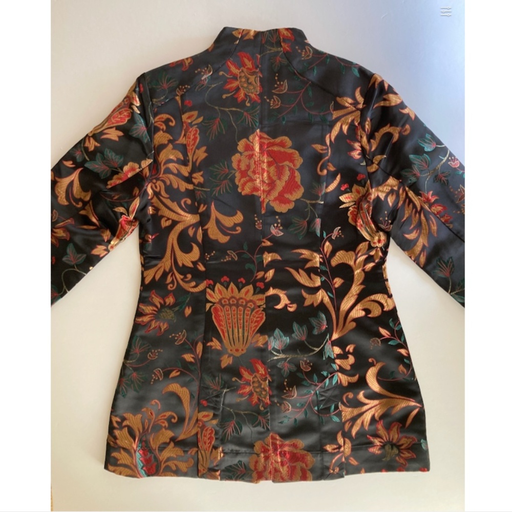 Soft Surroundings Jacket "Moon Dynasty" Black Floral Brocade NWOT XS 6 8 Bust 38 - Picture 3 of 13